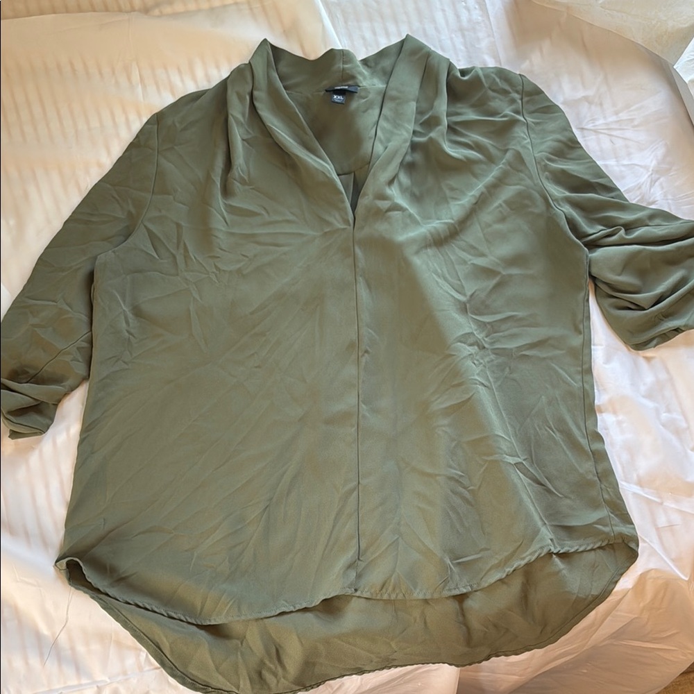 Massimo Green V-Neck 3/4 Sleeve Tunic